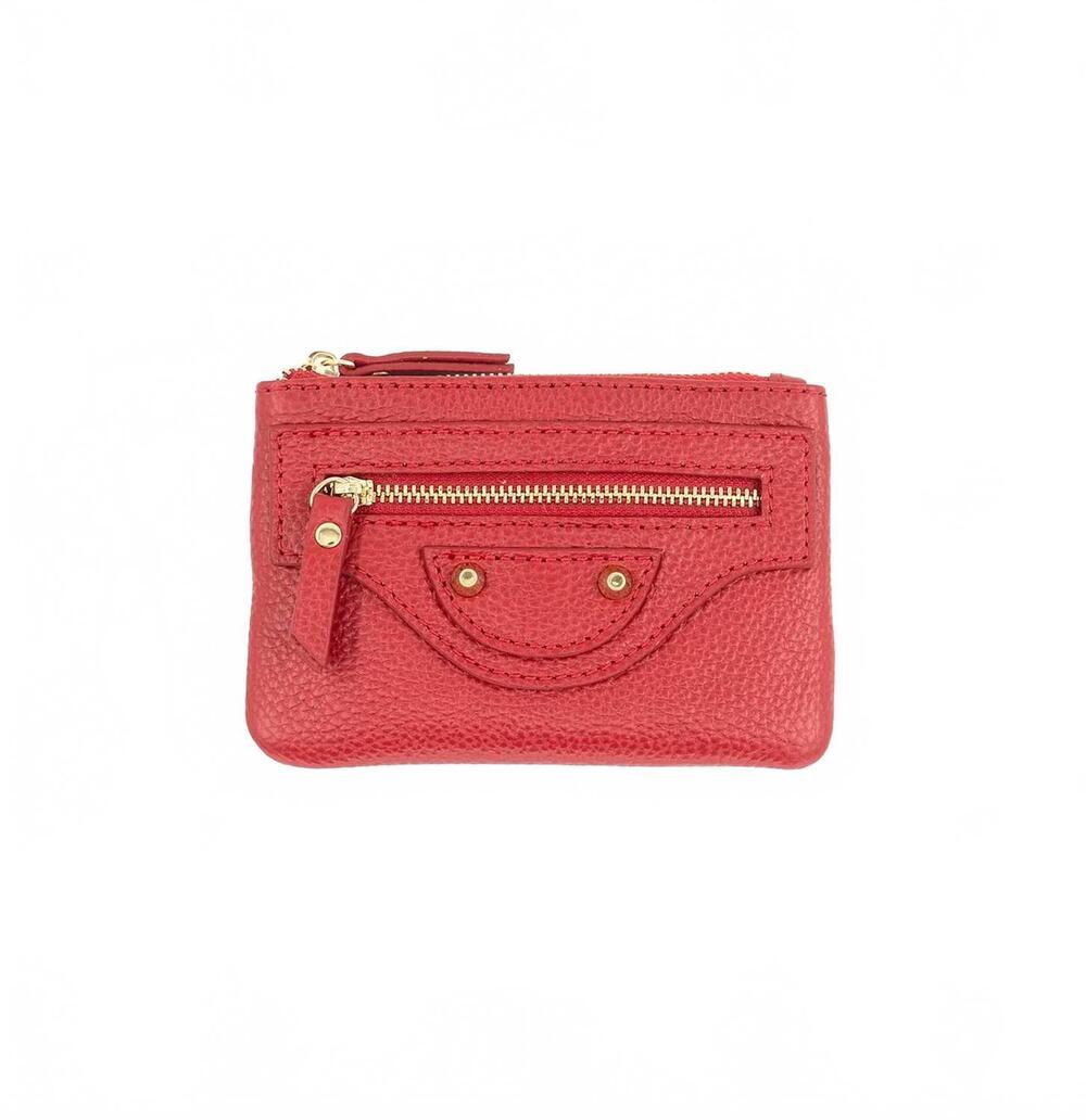 NEW BC HANDBAGS women's ciaga leather zippered card case in red